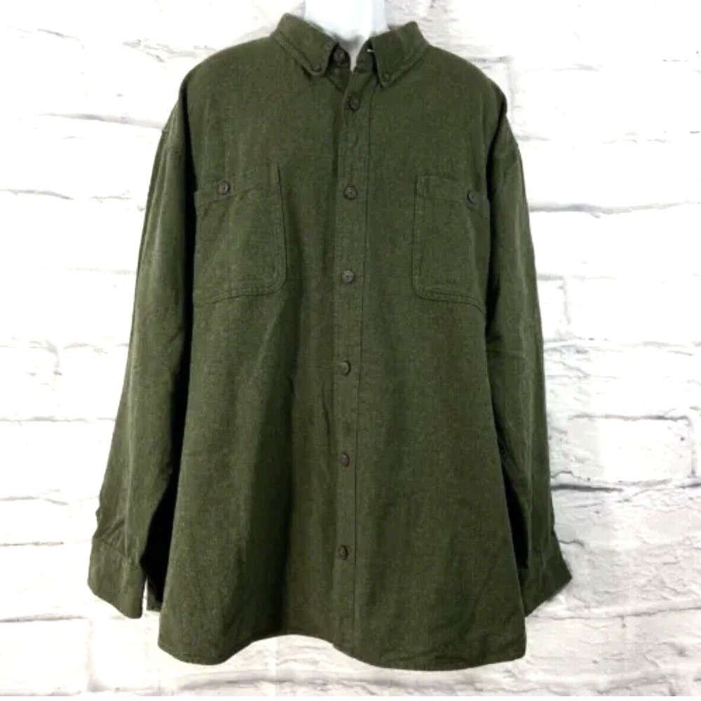 Duluth Trading Flannel Shirt Men's 4XL Green Free Swingin Long Sleeves Cotton